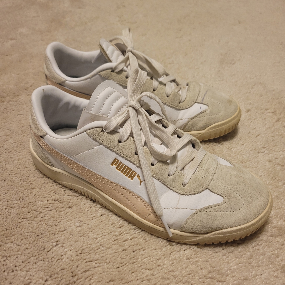 Puma Beige and White Sneakers